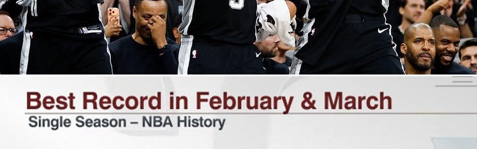 马刺2-3月25胜2负，NBA单赛季同期战绩历史第四位